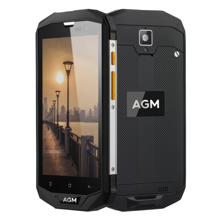 [HK Warehouse] AGM A8 Triple Proofing Phone, 4GB+64GB, EU Version, 4050mAh Battery, IP68 Waterproof Dustproof Shockproof, 5.0 inch Android 7.0 Qualcomm MSM8916 Quad Core, Network: 4G, Dual SIM, OTG, NFC(Black)