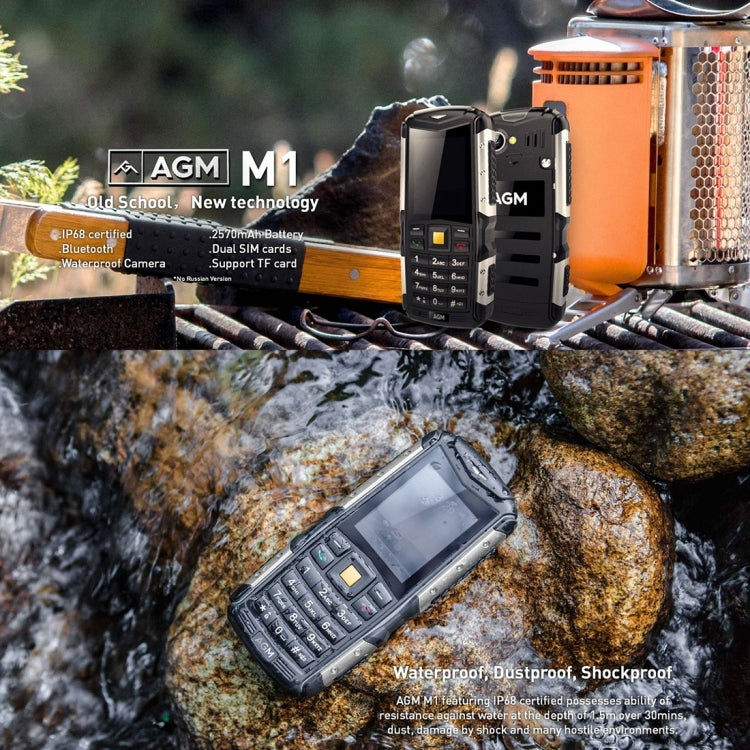 AGM M1 Triple Proofing Phone, IP68 Waterproof Dustproof Shockproof, 2570mAh Battery, SC7701, Network: 3G, Dual SIM, FM, TF(Black)