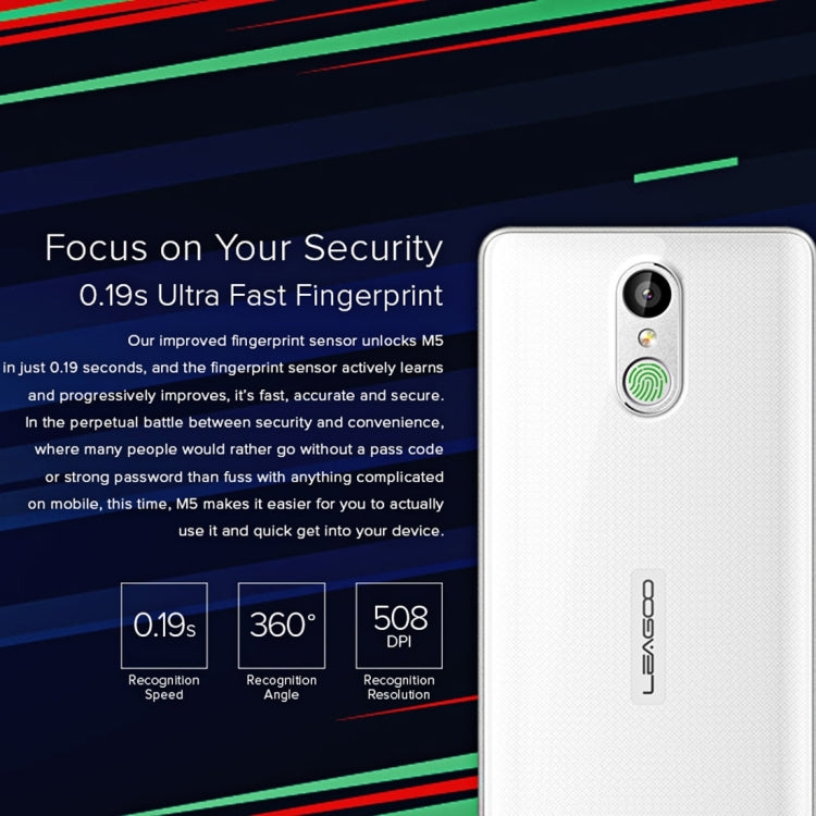 [HK Warehouse] LEAGOO M5, 2GB+16GB, Fingerprint Identification, 5 inch Freeme OS 6.0, MTK6580A Quad Core 1.3GHz, Network: 3G(Gold)
