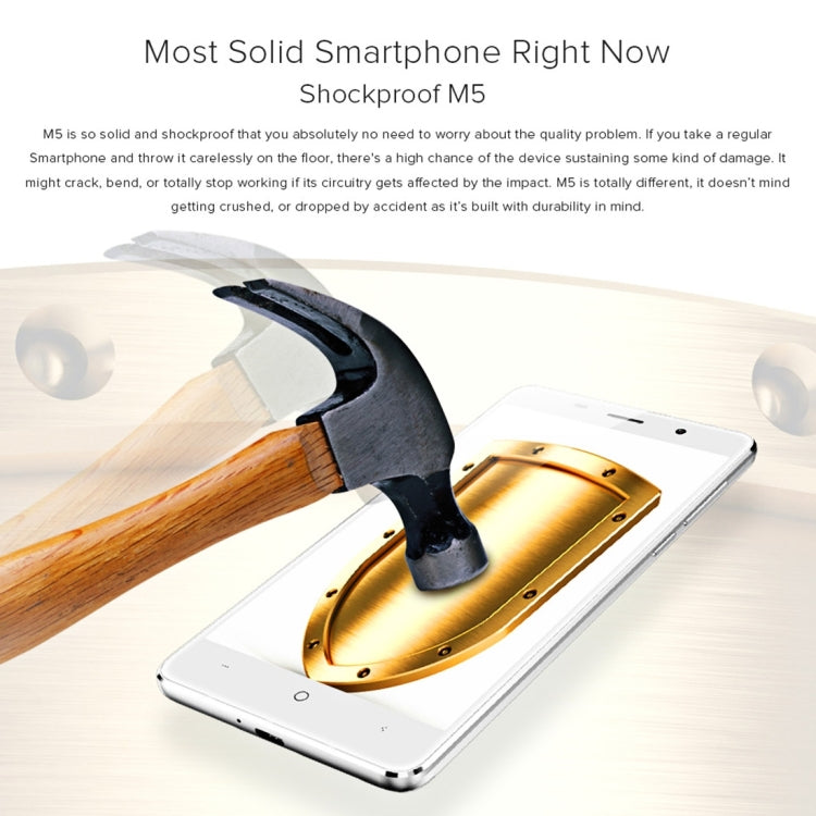 [HK Warehouse] LEAGOO M5, 2GB+16GB, Fingerprint Identification, 5 inch Freeme OS 6.0, MTK6580A Quad Core 1.3GHz, Network: 3G(Gold)