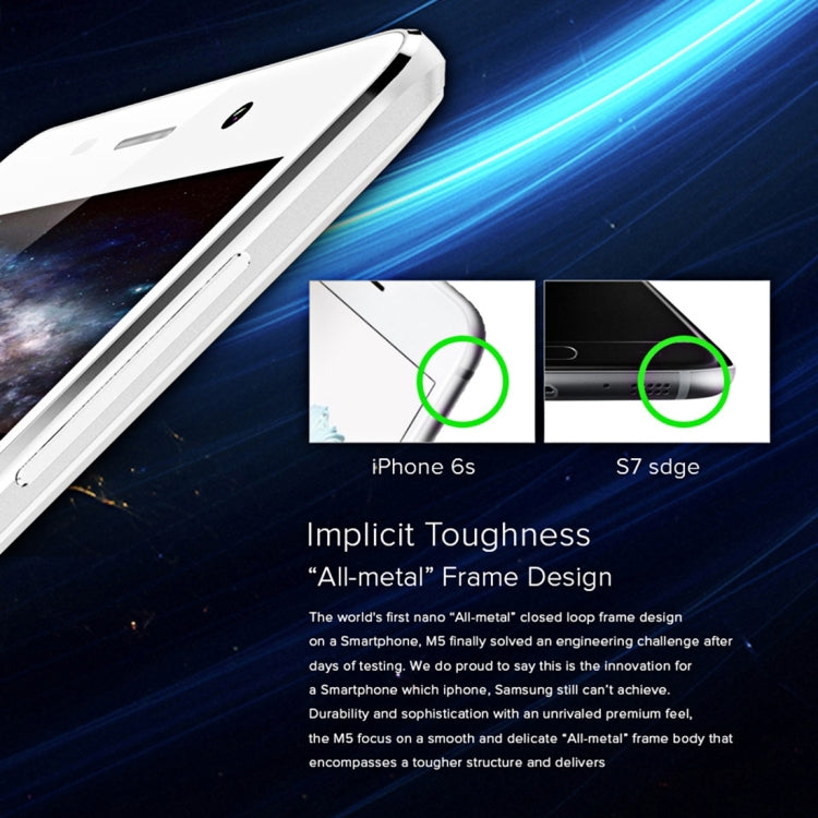 [HK Warehouse] LEAGOO M5, 2GB+16GB, Fingerprint Identification, 5 inch Freeme OS 6.0, MTK6580A Quad Core 1.3GHz, Network: 3G(Gold)