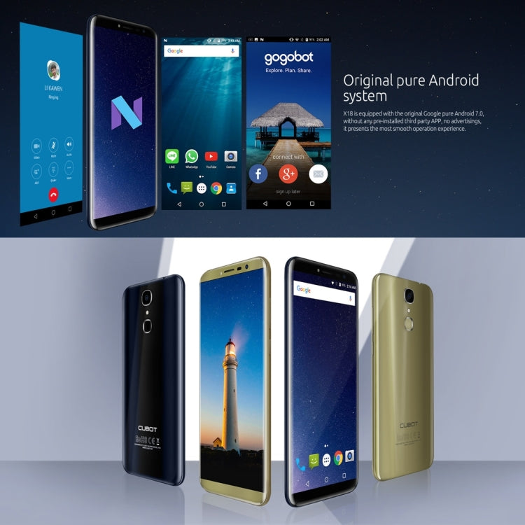 [HK Warehouse] CUBOT X18, 3GB+32GB, Fingerprint Identification, 5.7 inch Android 7.0 MTK6737T Quad-Core up to 1.5GHz,  Network: 4G, Dual SIM
