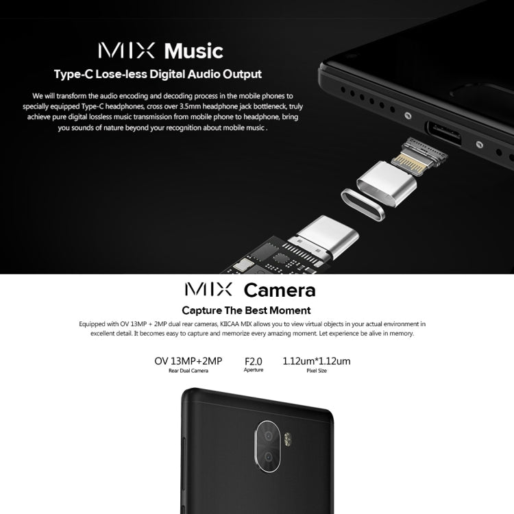 LEAGOO KIICAA MIX, 3GB+32GB, Dual Back Cameras, Fingerprint Identification, 5.5 inch 2.5D Curved Full Screen, LEAGOO OS 3.0 (Android 7.0) MTK6750T Octa Core up to 1.5GHz, Network: 4G, Dual SIM(Black)