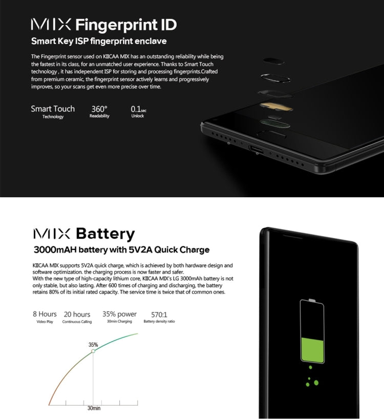 LEAGOO KIICAA MIX, 3GB+32GB, Dual Back Cameras, Fingerprint Identification, 5.5 inch 2.5D Curved Full Screen, LEAGOO OS 3.0 (Android 7.0) MTK6750T Octa Core up to 1.5GHz, Network: 4G, Dual SIM(Black)