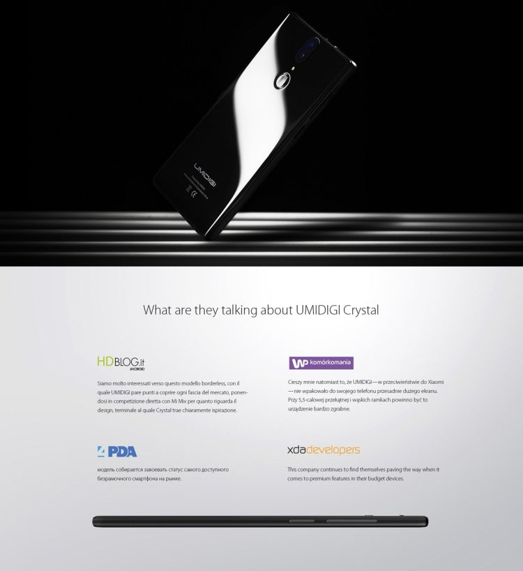 [HK Warehouse] UMIDIGI Crystal, 2GB+16GB, Dual Back Cameras, Fingerprint Identification, 5.5 inch Sharp Full Screen, Android 7.0 MTK6737T Quad Core up to 1.5GHz, Network: 4G, Dual SIM, OTG(Black)