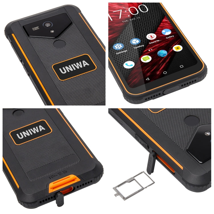 UNIWA F965 Pro Rugged Smart Phone, 6GB+128GB, 6 inch Android 13, MT6762 Octa Core, Network: 4G, NFC, PoC, SOS, US Plug  - Black+Orange