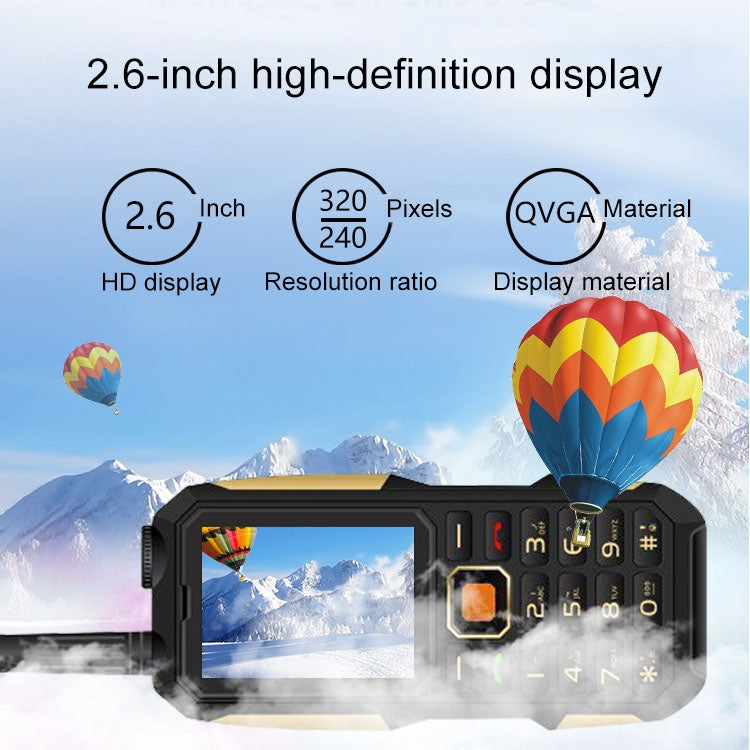 007W Walkie Talkie Mobile Phone, Waterproof Dustproof Shockproof, 3500mAh Battery, 2.6 inch, MTK6261DA, 21 Keys, Network: 2G, Bluetooth, SOS, Tachograph