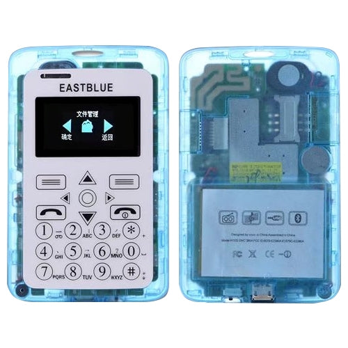 EASTBLUE V6 Card Mobile Phone, Transparent Body,  Bluetooth, FM, 21 Keys, Colorful Lights, Low Radiation, MP3, TF, GSM