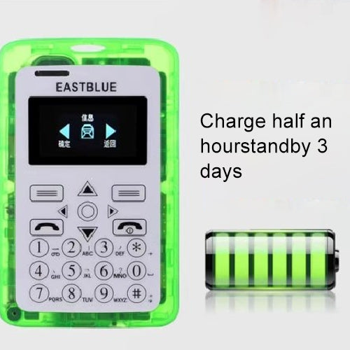 EASTBLUE V6 Card Mobile Phone, Transparent Body,  Bluetooth, FM, 21 Keys, Colorful Lights, Low Radiation, MP3, TF, GSM
