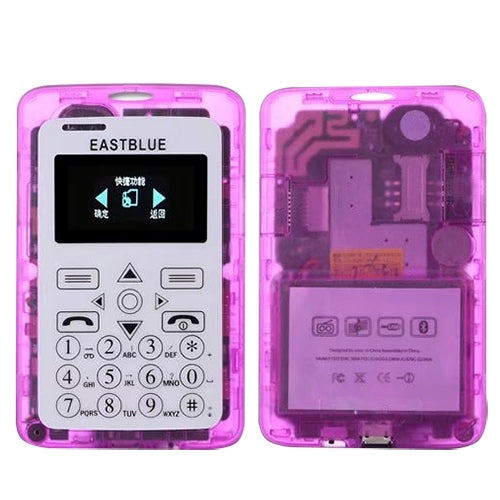 EASTBLUE V6 Card Mobile Phone, Transparent Body,  Bluetooth, FM, 21 Keys, Colorful Lights, Low Radiation, MP3, TF, GSM