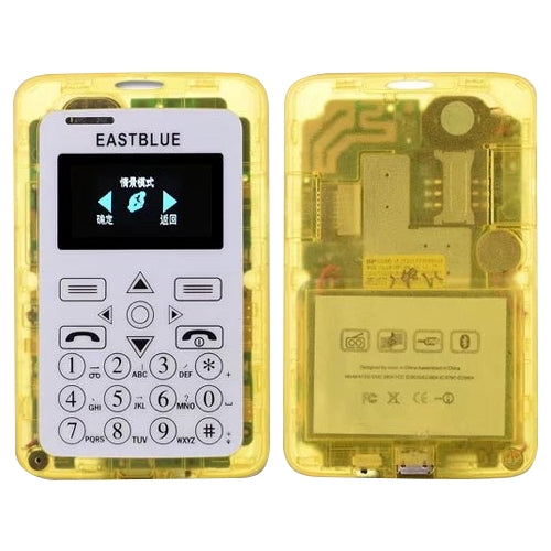 EASTBLUE V6 Card Mobile Phone, Transparent Body,  Bluetooth, FM, 21 Keys, Colorful Lights, Low Radiation, MP3, TF, GSM
