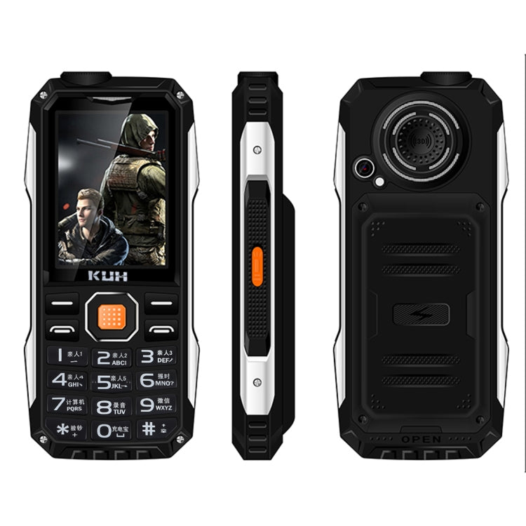 KUH T998 Triple Proofing Elder Phone, Anti-pressure Shockproof Dustproof, 15800mAh Large Capacity Battery, 2.4 inch, 21 Keys, Big Keys, Bluetooth, LED Flashlight, FM, Dual SIM(Silver)