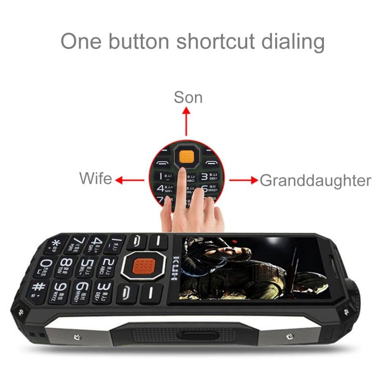 KUH T998 Triple Proofing Elder Phone, Anti-pressure Shockproof Dustproof, 15800mAh Large Capacity Battery, 2.4 inch, 21 Keys, Big Keys, Bluetooth, LED Flashlight, FM, Dual SIM(Silver)