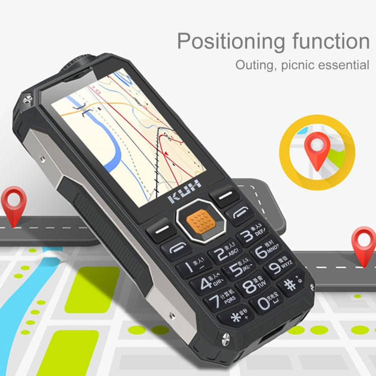 KUH T998 Triple Proofing Elder Phone, Anti-pressure Shockproof Dustproof, 15800mAh Large Capacity Battery, 2.4 inch, 21 Keys, Big Keys, Bluetooth, LED Flashlight, FM, Dual SIM(Silver)