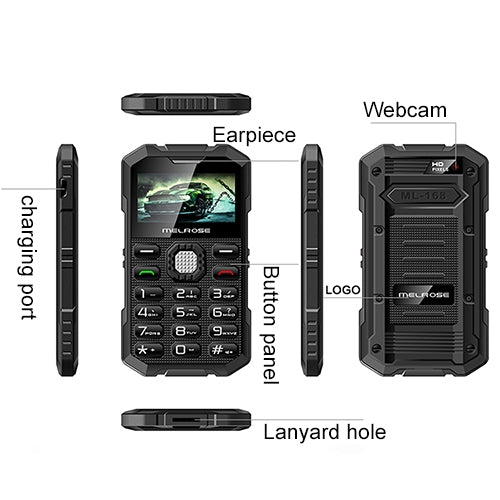 Melrose S2 Triple Proofing Card Mobile Phone, Dustproof Shockproof Shatter-resistant, 1.7 inch, MTK6260DA,  21 Keys, Bluetooth, FM,  0.3MP Camera, GSM