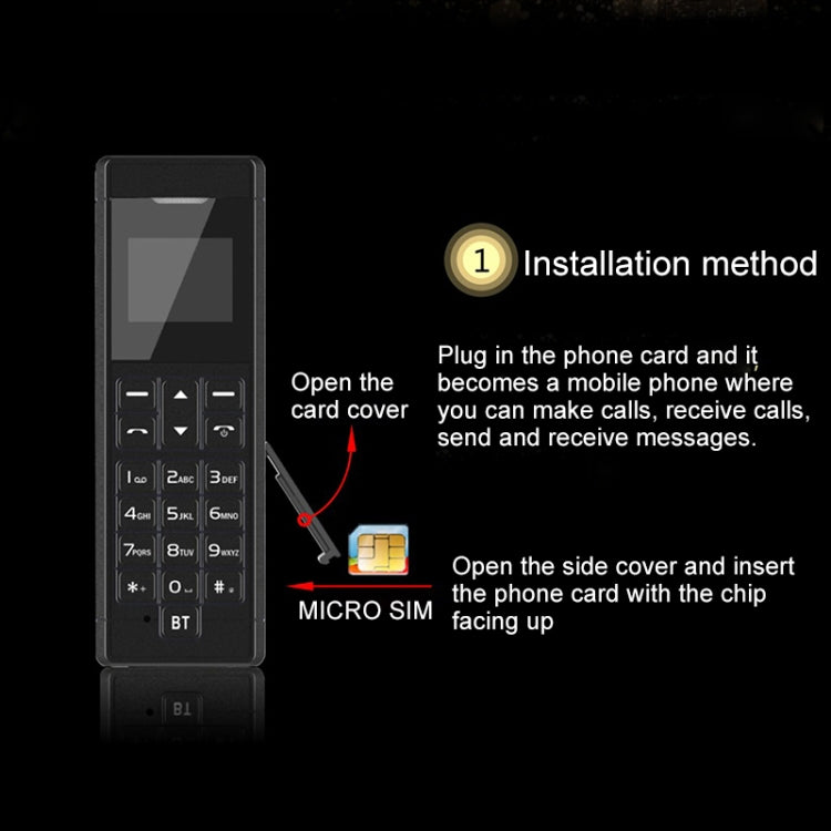 Forita A1 Card Mobile Phone, 0.66 inch, MTK6261D, 18 Keys, Support Bluetooth, FM, MP3, GSM