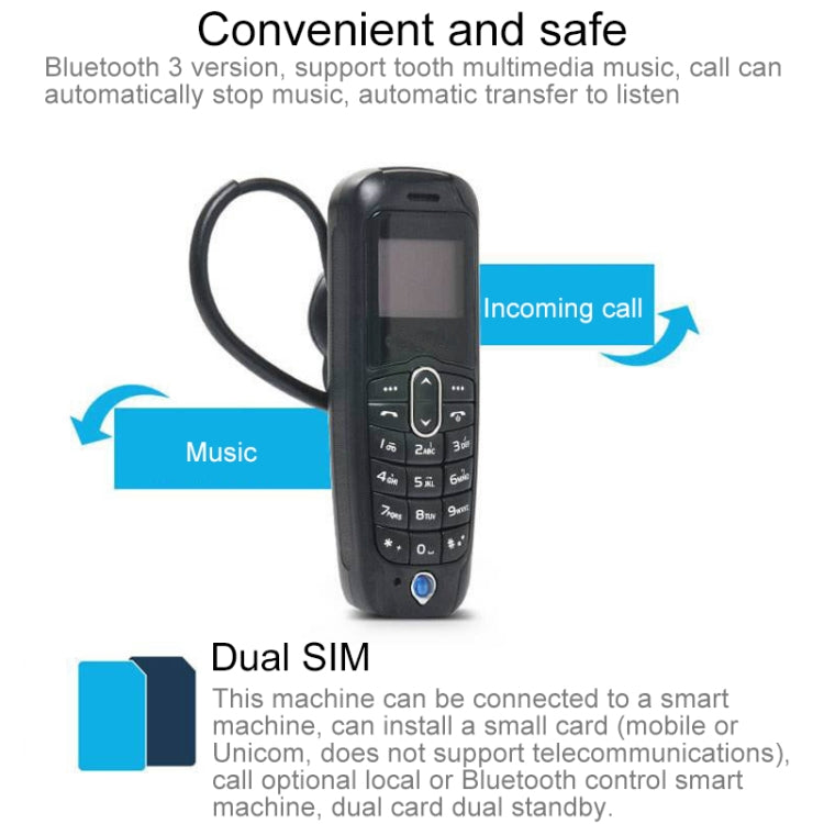 Forita A20 Mini Mobile Phone, Hands Free Bluetooth Dialer Headphone, 0.66 inch, MTK6261D, 18 Keys, FM, MP3, GSM(Gold)
