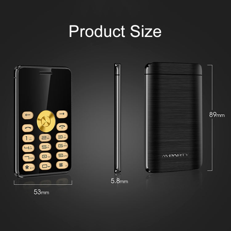 MPARTY C555B Card Mobile Phone, 1.3 inch, MTK6261DA, 21 Keys, Support Bluetooth, Anti-lost, FM, GSM, Dual SIM