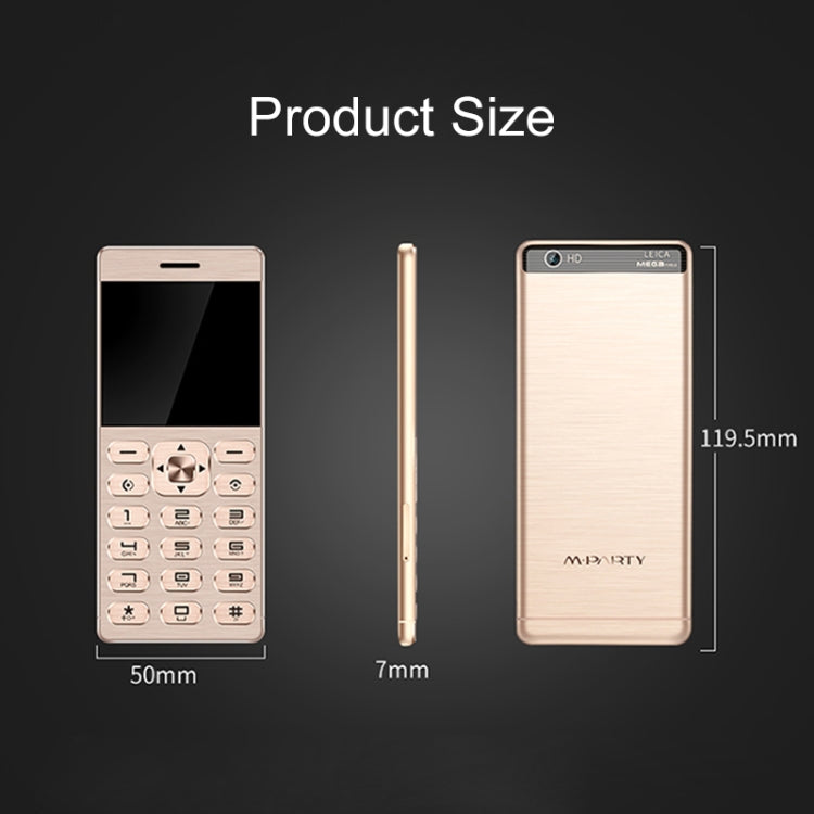 MPARTY LT1 Card Mobile Phone, 2.0 inch, MTK60A, 20 Keys, Support 0.3MP Camera, Bluetooth, IR, FM, MP3, GSM, Dual SIM