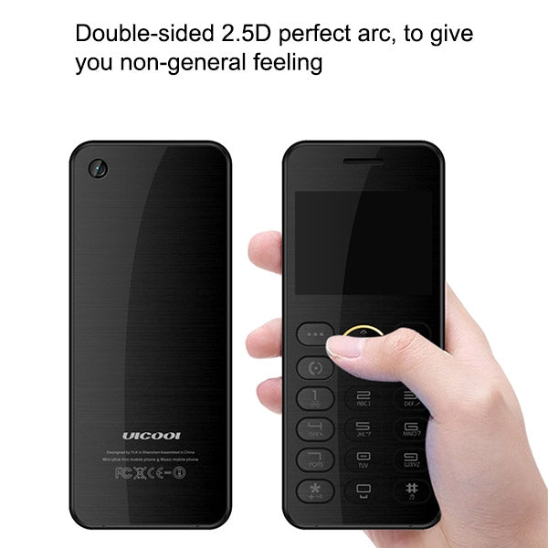 ULCOOL V2T Card Mobile Phone, 2.0 inch, SC6531CA, 20 Keys, Support Bluetooth, FM, IR, GSM, Dual SIM