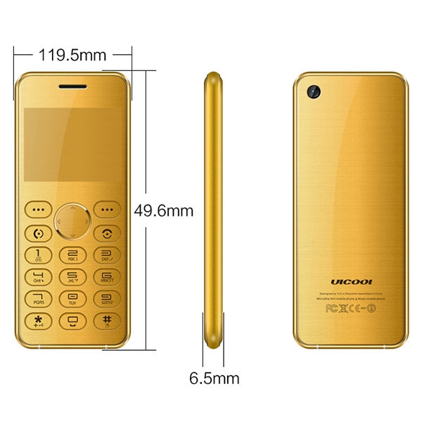 ULCOOL V2T Card Mobile Phone, 2.0 inch, SC6531CA, 20 Keys, Support Bluetooth, FM, IR, GSM, Dual SIM