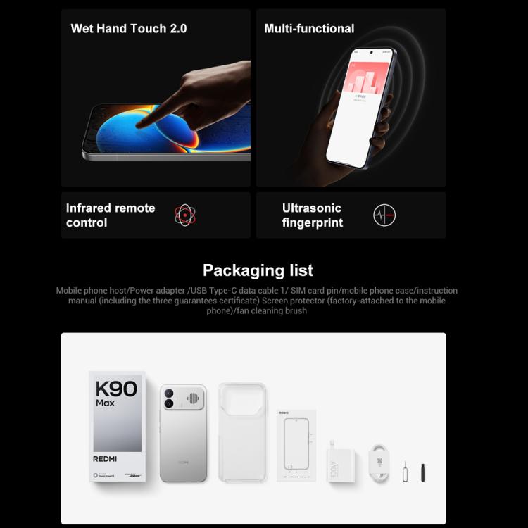 Xiaomi Redmi K90 Max, 16GB+1TB, 6.83 inch Xiaomi HyperOS 3 Dimensity 9500 Octa Core, NFC, Network: 5G