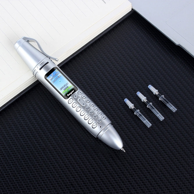 AK007 Mobile Phone, 16GB , Multifunctional Remote Noise Reduction Back-clip Recording Pen with 0.96 inch Color Screen, Dual SIM Dual Standby, Support Bluetooth, GSM, LED Light, Handwriting, TF Card(Silver)