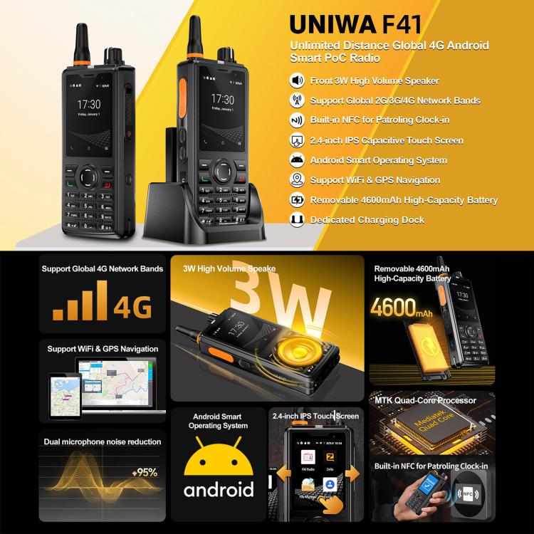 UNIWA F41 Rugged Phone, 1GB+8GB, 2.4 inch MediaTek MT6739 Quad Core,  4600mAh Battery, 21 Keys, Network: 4G  - Black