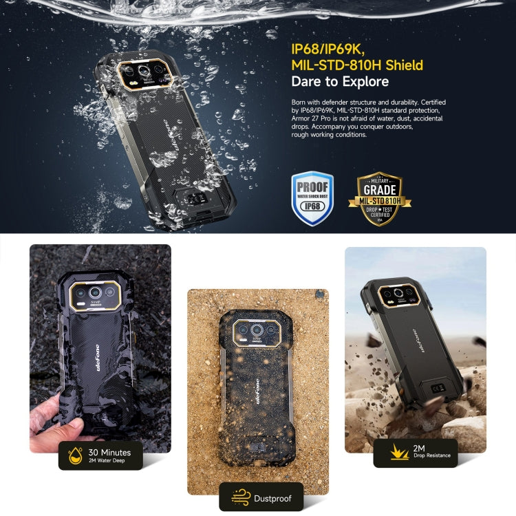 [HK Warehouse] Ulefone Armor 27 Pro Rugged Phone, 12GB+256GB, Night Vision, 10600mAh, 6.78 inch Android 14 MediaTek Dimensity 6300 Octa Core, Network: 5G, NFC  - Black