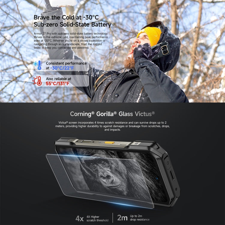 [HK Warehouse] Ulefone Armor 27 Pro Rugged Phone, 12GB+256GB, Night Vision, 10600mAh, 6.78 inch Android 14 MediaTek Dimensity 6300 Octa Core, Network: 5G, NFC  - Black