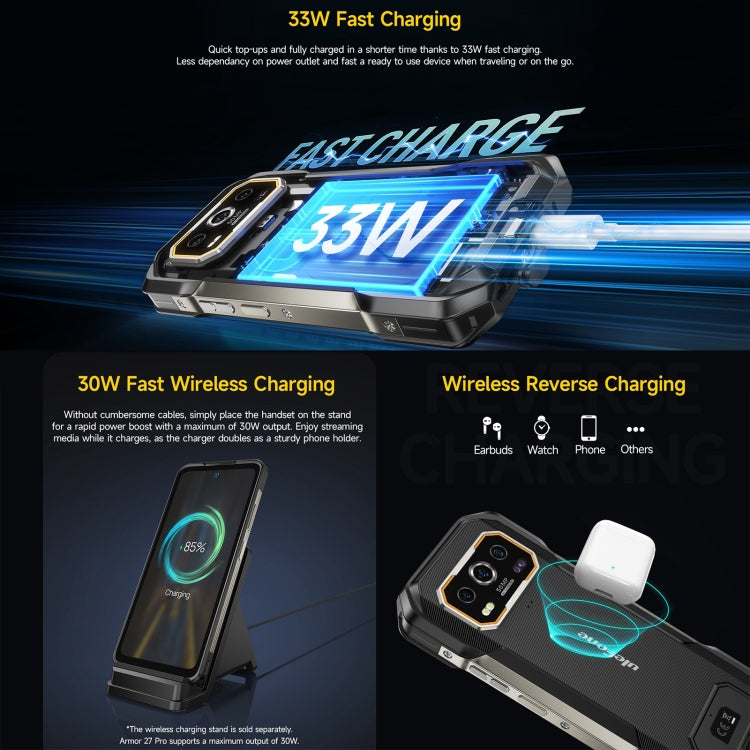 [HK Warehouse] Ulefone Armor 27 Pro Rugged Phone, 12GB+256GB, Night Vision, 10600mAh, 6.78 inch Android 14 MediaTek Dimensity 6300 Octa Core, Network: 5G, NFC  - Black