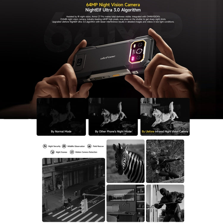[HK Warehouse] Ulefone Armor 27 Pro Rugged Phone, 12GB+256GB, Night Vision, 10600mAh, 6.78 inch Android 14 MediaTek Dimensity 6300 Octa Core, Network: 5G, NFC  - Black
