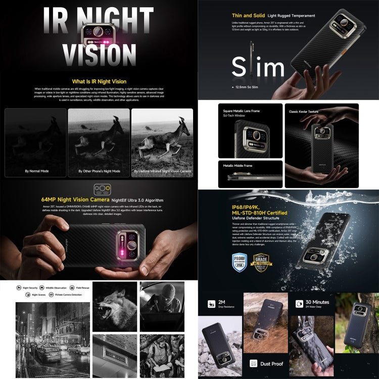 [HK Warehouse] Ulefone Armor 25T Rugged Phone, 6GB+256GB, Thermal Imaging, 6.78 inch Android 14 MediaTek Helio G99 Octa Core, Network: 4G, NFC, OTG  - Black