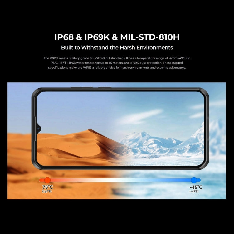 [HK Warehouse] Oukitel WP52 5G Rugged Phone, 4GB+256GB, 6.6 inch Android 14.0 MediaTek Dimensity 6100+ Octa-core, NFC, OTG, Network: 5G