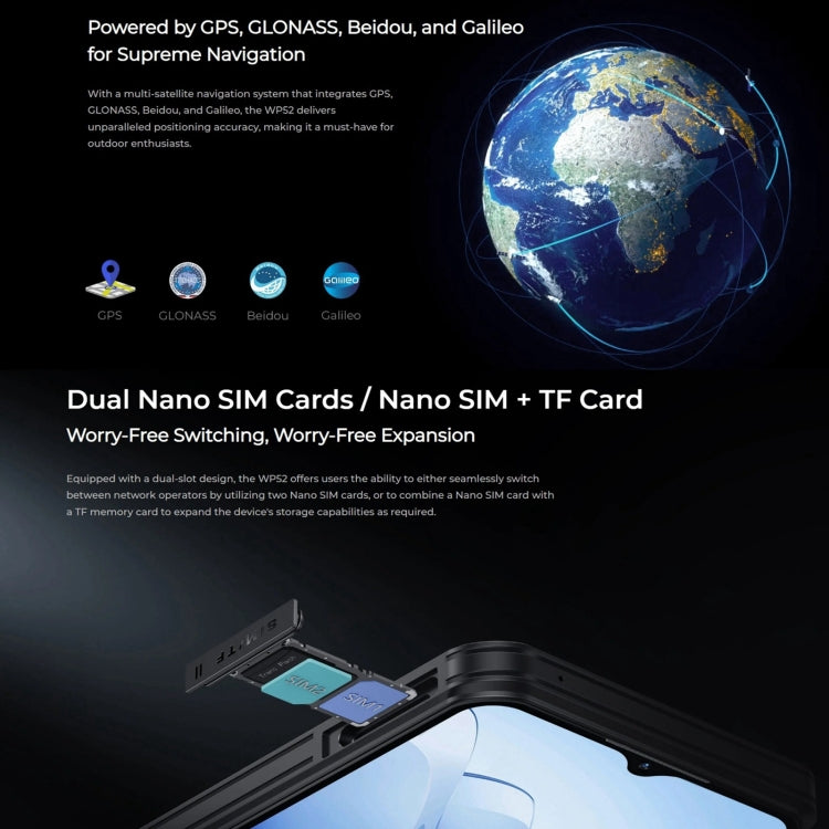 [HK Warehouse] Oukitel WP52 5G Rugged Phone, 4GB+256GB, 6.6 inch Android 14.0 MediaTek Dimensity 6100+ Octa-core, NFC, OTG, Network: 5G