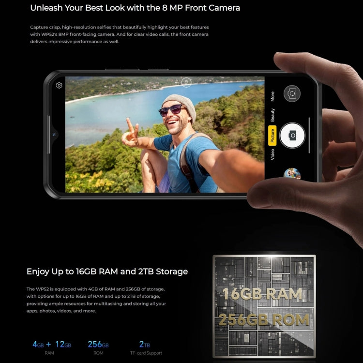 [HK Warehouse] Oukitel WP52 5G Rugged Phone, 4GB+256GB, 6.6 inch Android 14.0 MediaTek Dimensity 6100+ Octa-core, NFC, OTG, Network: 5G