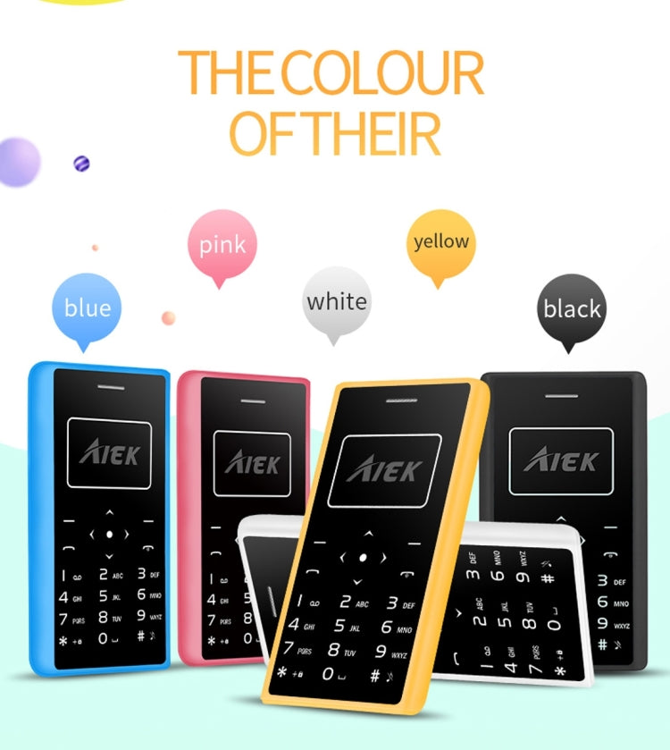 Aiek X7 Card Mobile Phone, Network: 2G, 0.96 inch Screen, Support MP3, LED Torch, FM, Alarm, QQ Function, 8GB TF Card