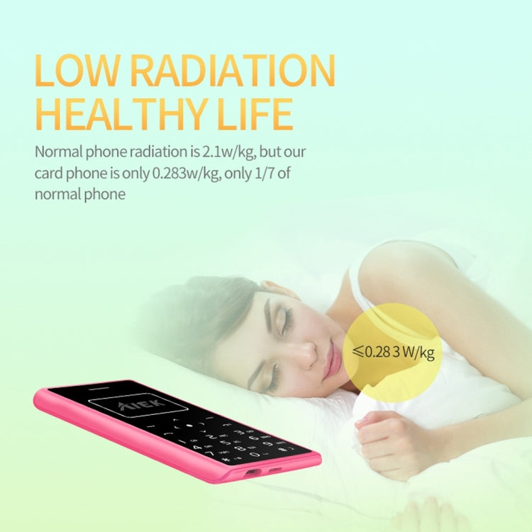 Aiek X7 Card Mobile Phone, Network: 2G, 0.96 inch Screen, Support MP3, LED Torch, FM, Alarm, QQ Function, 8GB TF Card