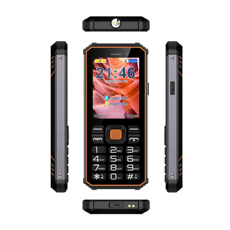 UNIWA S2 IP68 Rugged Keypad Phone, 2.4 inch Mediatek MT6261, 2500mAh Battery, 21 Keys, Network: 2G  - Black+Orange