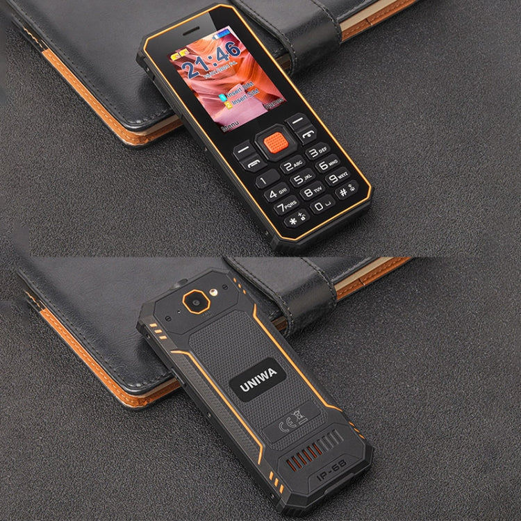 UNIWA S2 IP68 Rugged Keypad Phone, 2.4 inch Mediatek MT6261, 2500mAh Battery, 21 Keys, Network: 2G  - Black+Orange