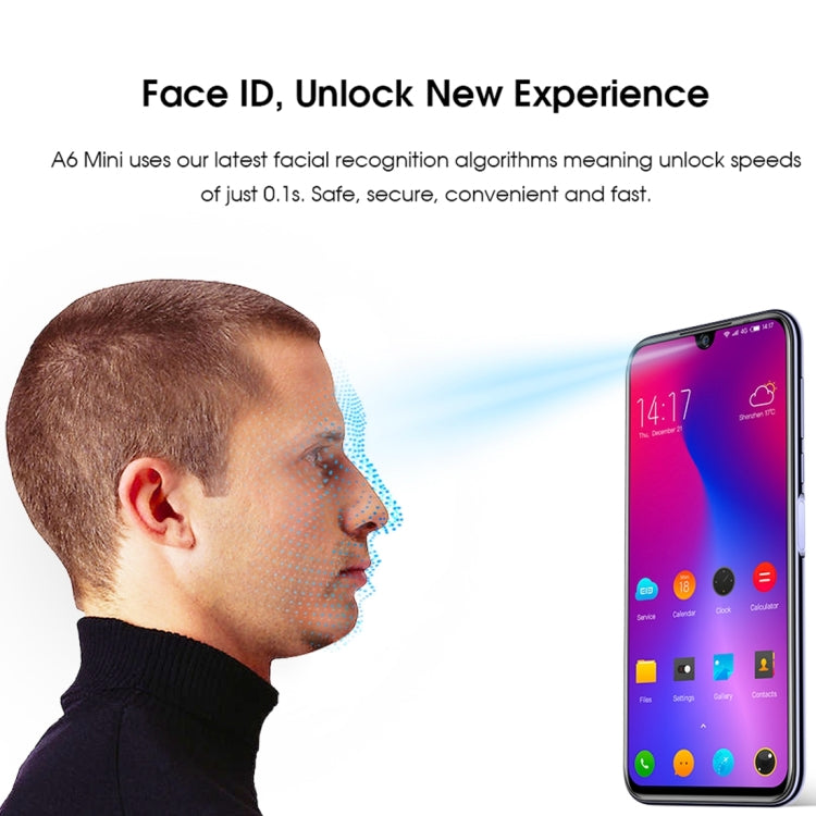 [HK Warehouse] ELEPHONE A6 mini, 4GB+32GB, Dual Back Cameras, Face ID & Fingerprint Identification, 5.71 inch Waterdrop Screen Android 9.0 MTK6761 Quad Core up to 2.0GHz, Network: 4G, OTG