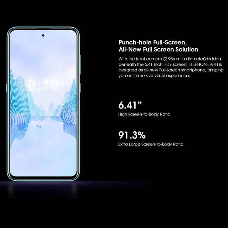 [HK Warehouse] ELEPHONE A7H, 4GB+64GB, Triple Back Cameras, Fingerprint Identification, 6.41 inch Punch-hole Screen Android 9.0 MTK6763V/V Helio P23 Octa Core up to 2.0GHz, Network: 4G, OTG