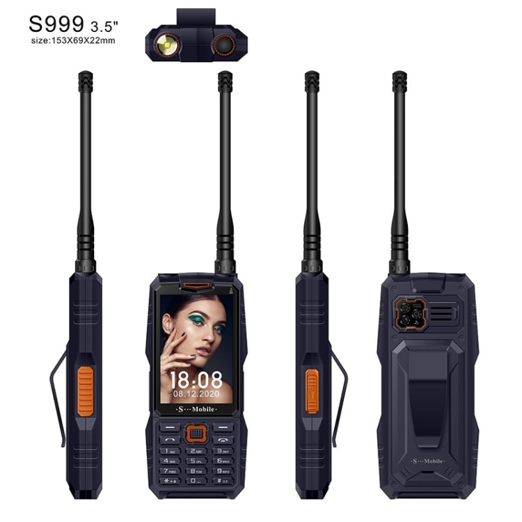 S999 Triple Proofing Elder Phone, Waterproof Shockproof Dustproof, 2400mAh Battery, 3.5 inch, 21 Keys, LED Flashlight, FM, Triple SIM, with Antenna