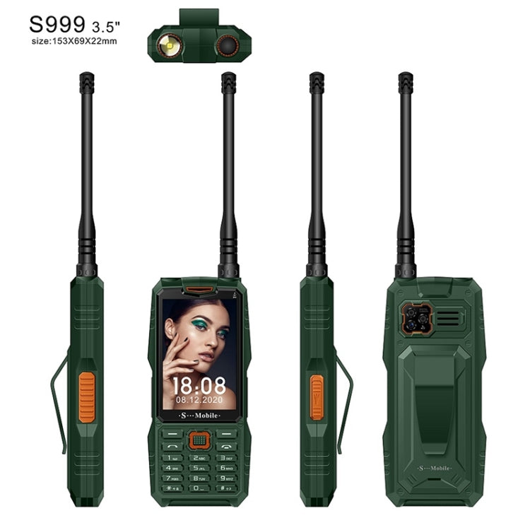 S999 Triple Proofing Elder Phone, Waterproof Shockproof Dustproof, 2400mAh Battery, 3.5 inch, 21 Keys, LED Flashlight, FM, Triple SIM, with Antenna