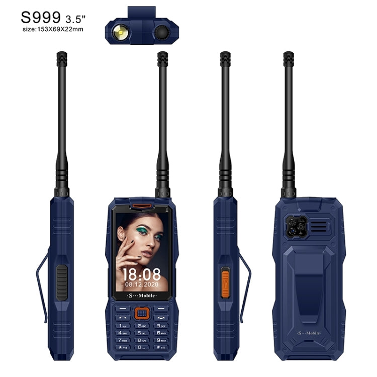 S999 Triple Proofing Elder Phone, Waterproof Shockproof Dustproof, 2400mAh Battery, 3.5 inch, 21 Keys, LED Flashlight, FM, Triple SIM, with Antenna