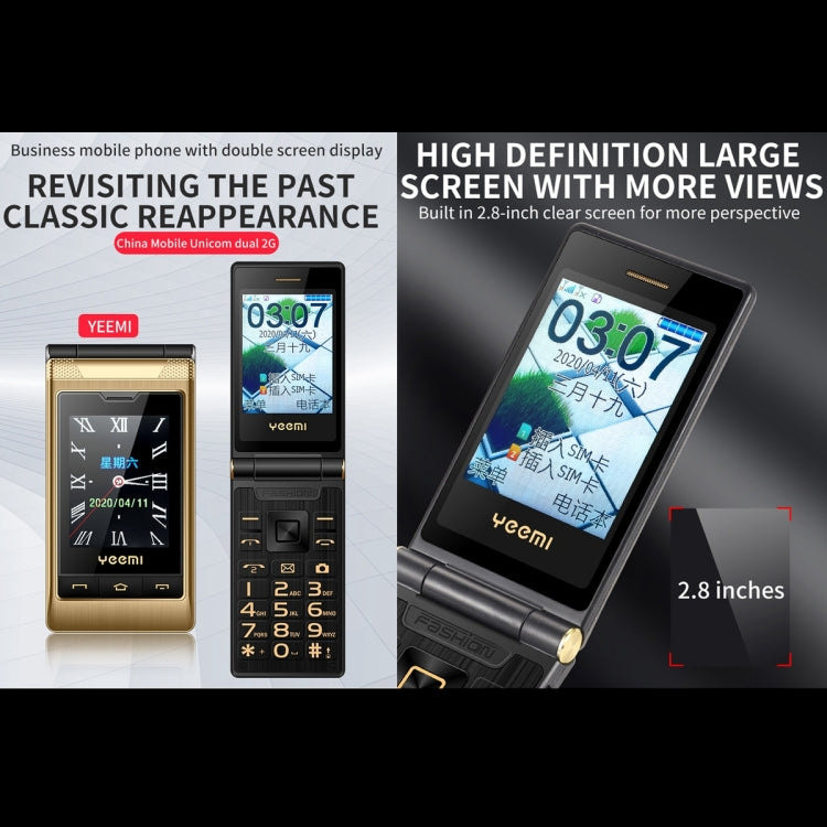 Mafam F10 Dual-screen Flip Phone, 2.8 inch Touch Display + 2.4 inch, 5900mAh Battery, Support FM, SOS, GSM, Family Number, Big Keys, Dual SIM
