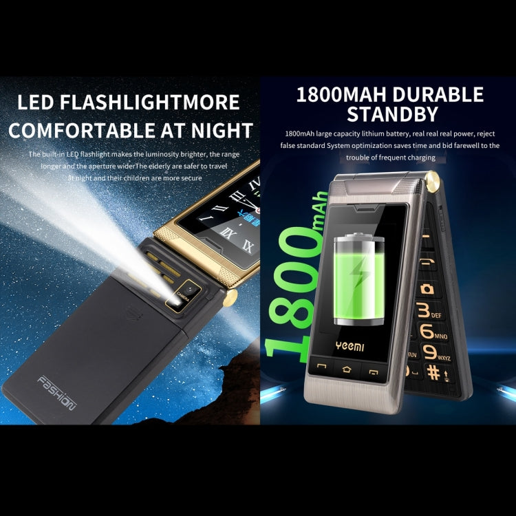 Mafam F10 Dual-screen Flip Phone, 2.8 inch Touch Display + 2.4 inch, 5900mAh Battery, Support FM, SOS, GSM, Family Number, Big Keys, Dual SIM