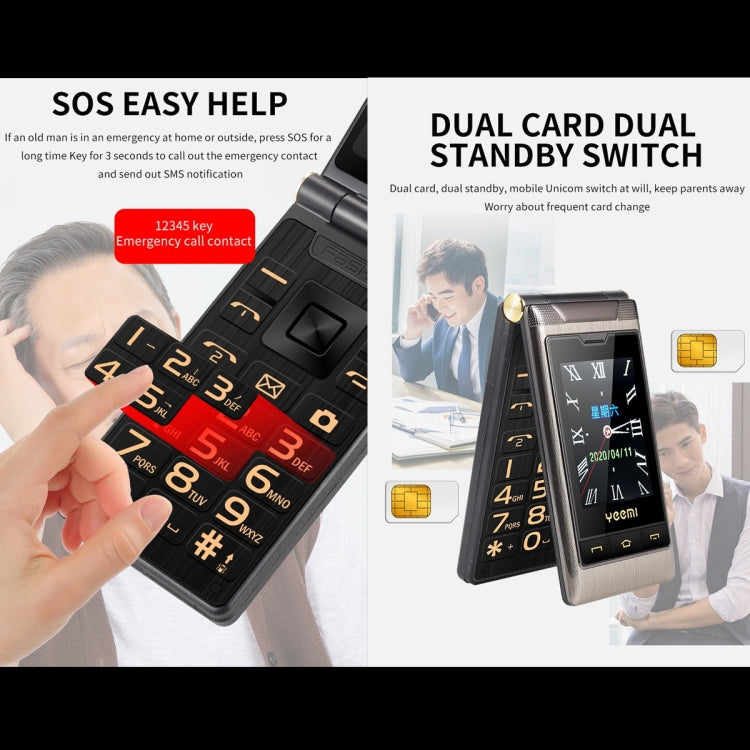Mafam F10 Dual-screen Flip Phone, 2.8 inch Touch Display + 2.4 inch, 5900mAh Battery, Support FM, SOS, GSM, Family Number, Big Keys, Dual SIM