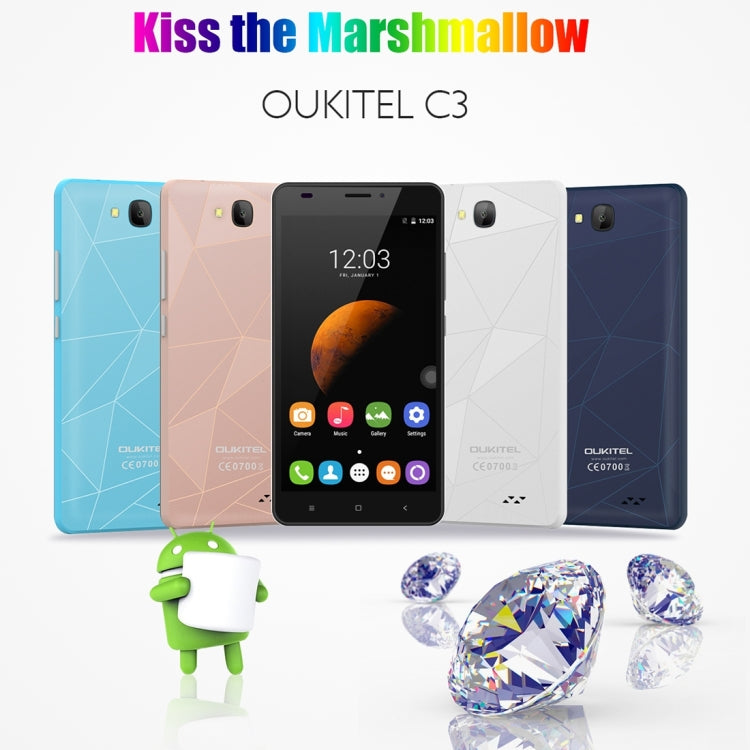 [HK Warehouse] OUKITEL C3 8GB, Network: 3G, 3D Diamond Designed Back Cover, 5.0 inch Android 6.0 MT6580 Quad Core 1.3GHz, RAM: 1GB