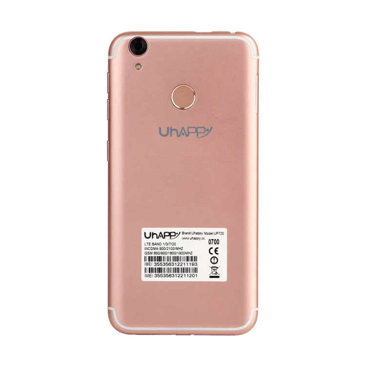 UHAPPY UP720, 2GB+16GB, Rear Fingerprint Unlocking, Dual SIM, Dual Camera, 2.5D 5.0 inch Android 6.0 MTK6737 Quad Core 1.3GHz, Support WiFi, Bluetooth, GPS, FM, G-sensor, Network: 4G